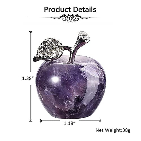 Amethyst Crystals Healing, reiki healing Crystals Stone Decors 1.2 Inch Carved Polished Natural Gemstone Apple Craft